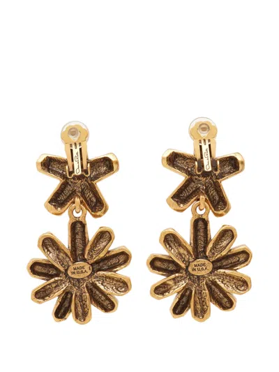 Pre-owned Oscar De La Renta Geometric Sculptural Earrings In Gold