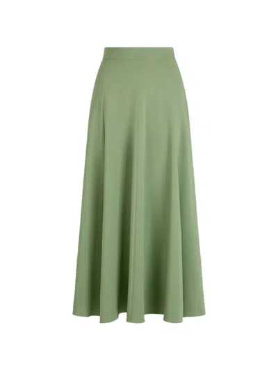 Oscar De La Renta Georgette Flared Maxi Skirt In Green