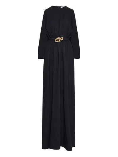 Oscar De La Renta Georgette Maxi Dress In Black