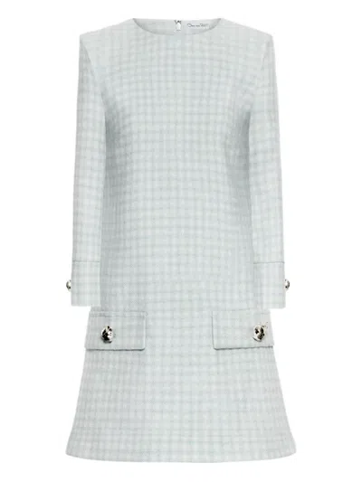 Oscar De La Renta Gingham-checked Button-detailed Mini Dress In Multi