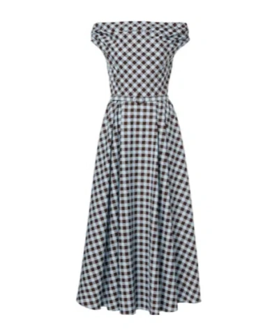 Oscar De La Renta Gingham Cotton-blend Midi Dress In Multi