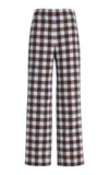 Oscar De La Renta Gingham Wool-blend Wide-leg Pants In Multi