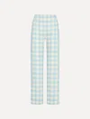 Oscar De La Renta Gingham Wool-blend Pants In Blue