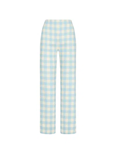 Oscar De La Renta Gingham Wool-blend Pants In Multi