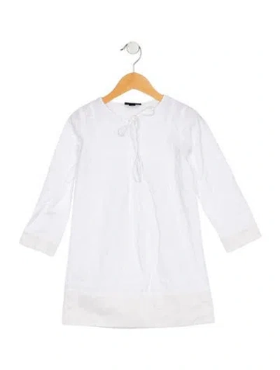 Pre-owned Oscar De La Renta Babies' Girls' Eyelet Long-sleeve Dress In White