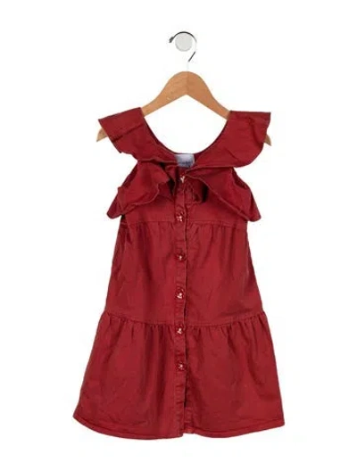 Pre-owned Oscar De La Renta Babies' Girls' Sleeveless Dress In Red