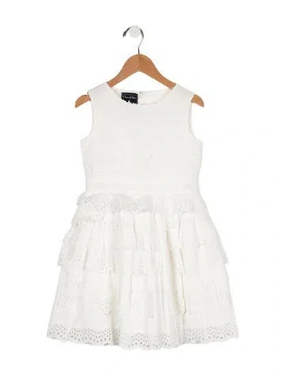 Pre-owned Oscar De La Renta Babies' Girls Sleeveless Dress In White