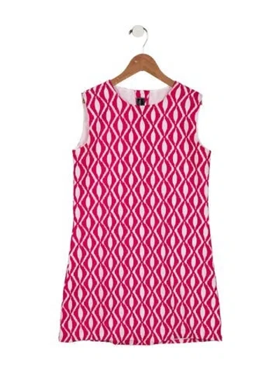 Pre-owned Oscar De La Renta Kids' Girls' Sleeveless Printed Dress In Pink