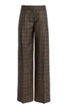 Oscar De La Renta Glen Plaid Wool Wide-leg Pants In Multi