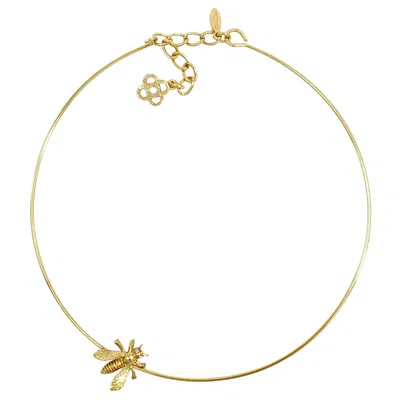 Pre-owned Oscar De La Renta Gold Critter Choker Necklace With Bee Motif, Contemporary