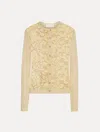 Oscar De La Renta Gold Foil English Rose Inset Cardigan