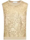Oscar De La Renta Gold Foil English Rose Tank Top In Neutrals
