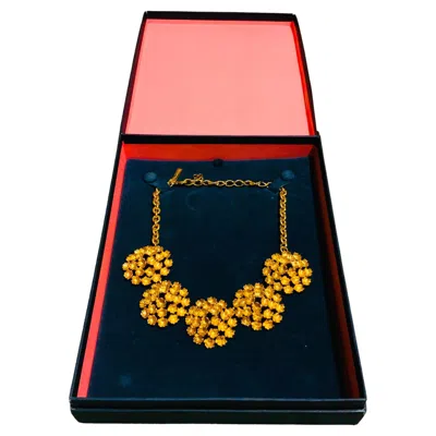 Pre-owned Oscar De La Renta Gold Plated Flower Necklace In Multi