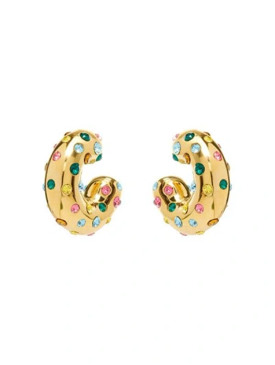 Oscar De La Renta Gold Puff Hoop Earrings In Rainbow