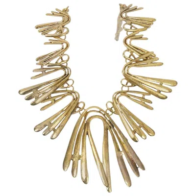 Pre-owned Oscar De La Renta Gold Tone Boomerang Necklace, Circa 1980s, Usa In Sand