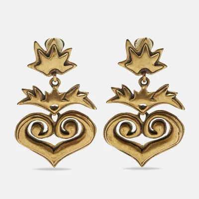 Pre-owned Oscar De La Renta Gold Tone Earrings