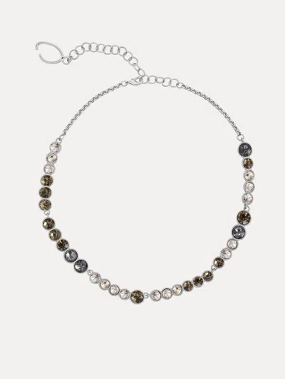 Oscar De La Renta Gradient Rhinestone Strand Necklace In Silver