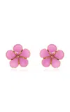 Oscar De La Renta Graphic Flower Enameled Stud Earrings In Pink