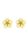 Oscar De La Renta Graphic Flower Enameled Stud Earrings In Yellow