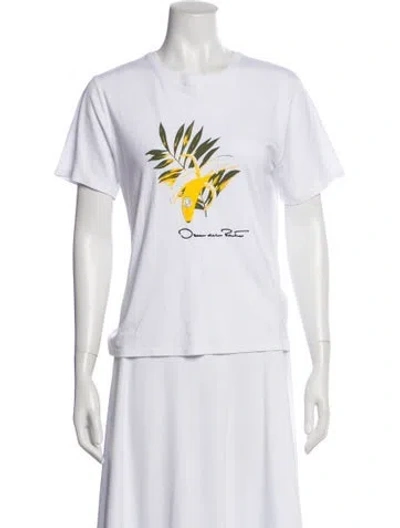 Pre-owned Oscar De La Renta Graphic Print Crew Neck T-shirt W/ Tags In White