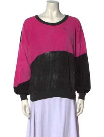 Pre-owned Oscar De La Renta Graphic Print Scoop Neck Sweatshirt In Pink
