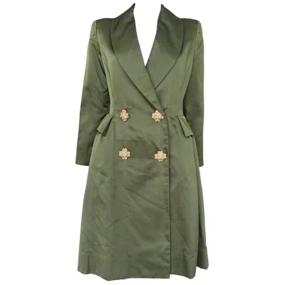 Pre-owned Oscar De La Renta Green Satin Opera Coat