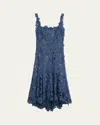 Oscar De La Renta Guipure Asymmetric Trumpet Midi Day Dress