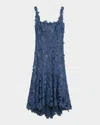 OSCAR DE LA RENTA GUIPURE ASYMMETRIC TRUMPET MIDI DAY DRESS
