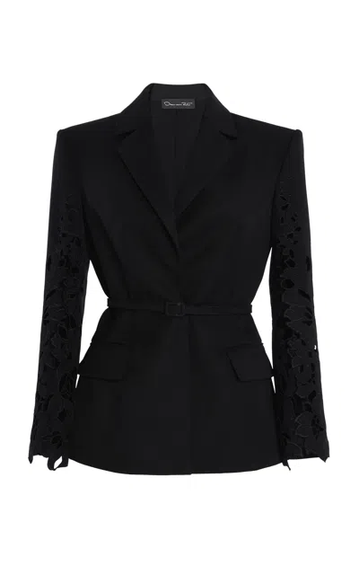 Oscar De La Renta Guipure Blazer In Navy