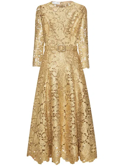 Oscar De La Renta Kleid Aus Guipure-spitze In Gold