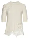 Oscar De La Renta Peony Guipure Insert Pullover In Gray