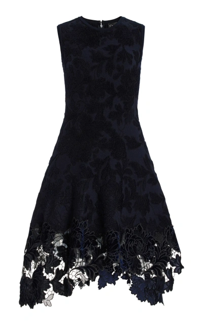 Oscar De La Renta Guipure Jacquard Mini Dress In Navy