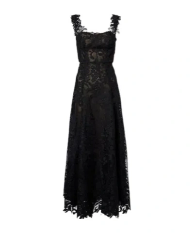 Oscar De La Renta Sleeveless Foxglove Lace Sweetheart-neck Gown In Black
