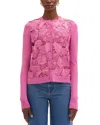 Oscar De La Renta Guipure Lace Front Cardigan In Rosehip