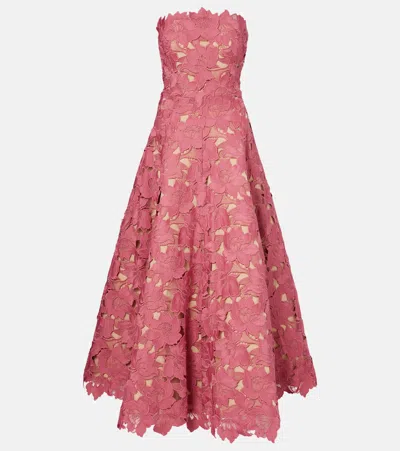 Oscar De La Renta Guipure Lace Gown In Pink