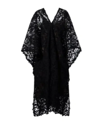 Oscar De La Renta Guipure Lace Kaftan In Black