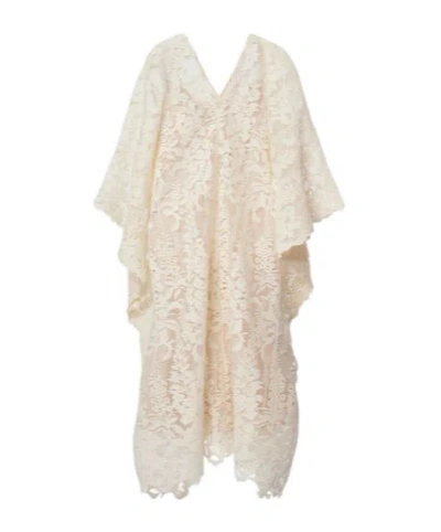 Oscar De La Renta Guipure Lace Kaftan In Neutral