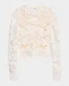 Oscar De La Renta Long Sleeve  Draped Neck Detail  Cotton Blouse In White