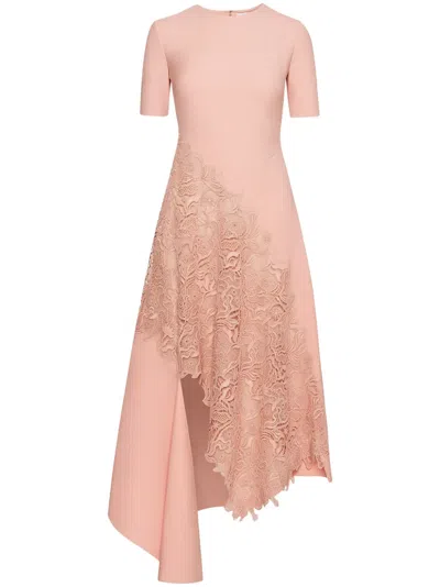 Oscar De La Renta Guipure-lace Midi Dress In Pink