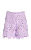 Oscar De La Renta Guipure Lace Shorts In Purple