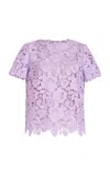 Oscar De La Renta Guipure Lace Top In Purple