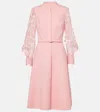 Oscar De La Renta Guipure Lace-trimmed Wool-blend Midi Dress In Tea Rose
