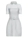 Oscar De La Renta Guipure-lace Tweed Mini Dress In Gray