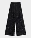 Oscar De La Renta Guipure Lace Wide Leg Pants In Black