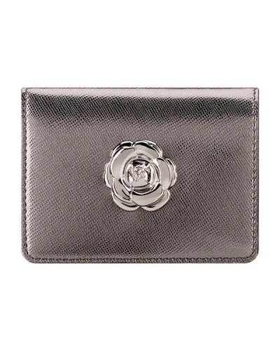 Oscar De La Renta Gunmetal Card Case