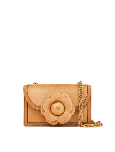 Oscar De La Renta Haircalf Nude Tro Bag In Metallic