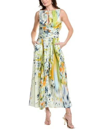 OSCAR DE LA RENTA HALTER ABSTRACT MAXI SHIRTDRESS