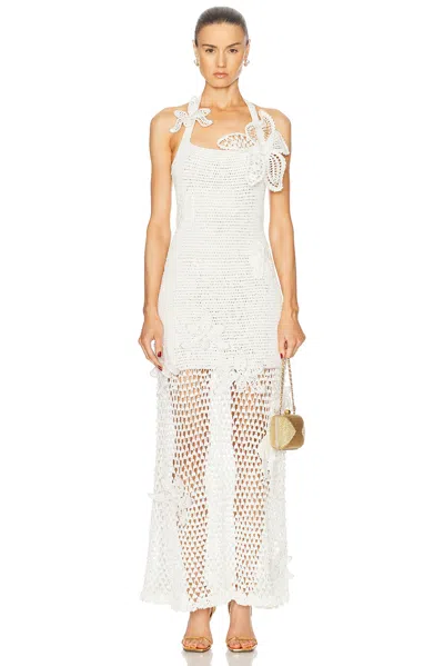 Oscar De La Renta Halter Midi Dress In Ivory