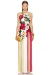Oscar De La Renta Halter Neck Embroidered Gown In White