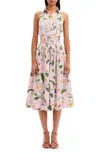 Oscar De La Renta Floral-print Cotton-blend Poplin Halterneck Midi Dress In Multi